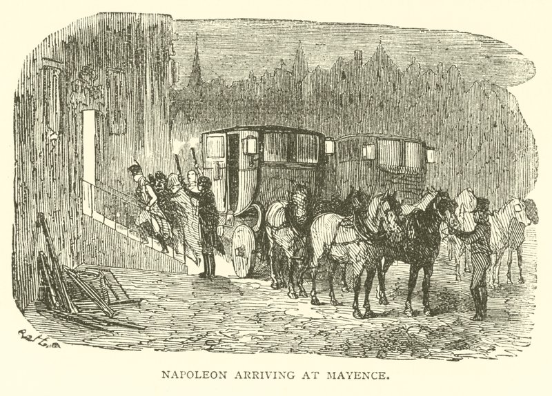 Napoleão chegando a Mayence (gravura) de French School