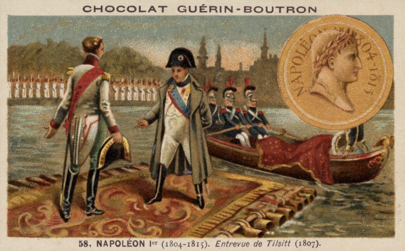 Napoleão encontra Alexandre I da Rússia em Tilsit de French School