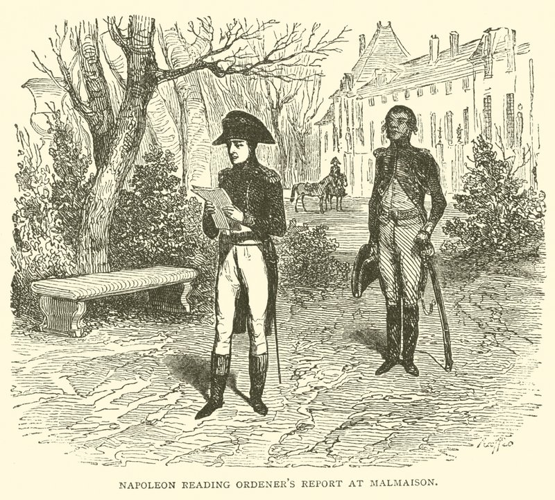 Relatório do ordenador de leitura Napoleão em Malmaison (gravura) de French School