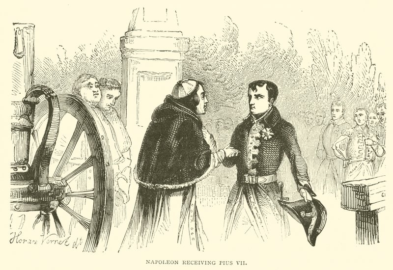 Napoleão recebendo Pio VII (gravura) de French School