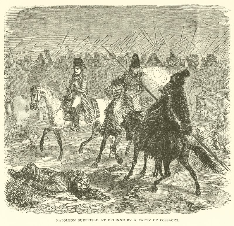Napoleão surpreendido em Brienne por uma festa de cossacos (gravura) de French School