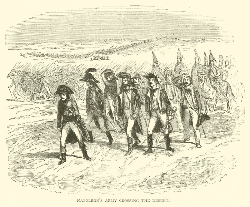 Exército de Napoleão atravessando o Deserto (gravura) de French School