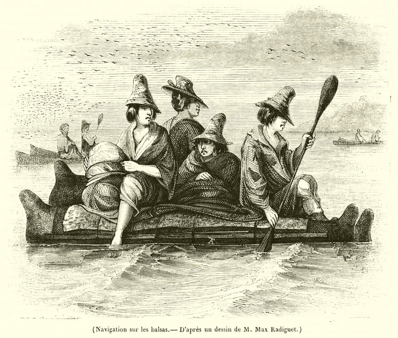 Navegando nas balsas (gravura) de French School