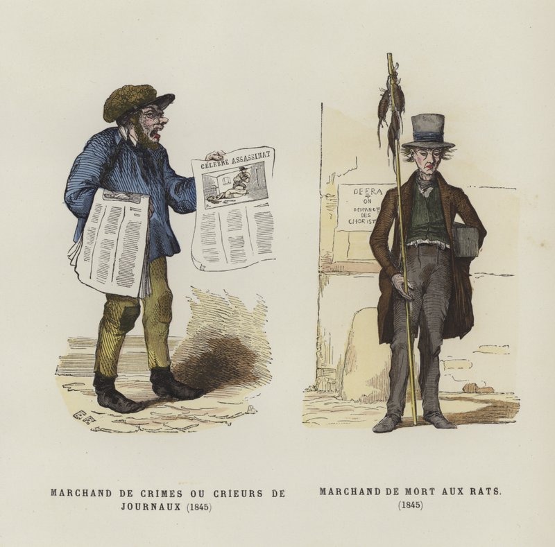 Vendedor de jornal e apanhador de ratos, 1845 de French School