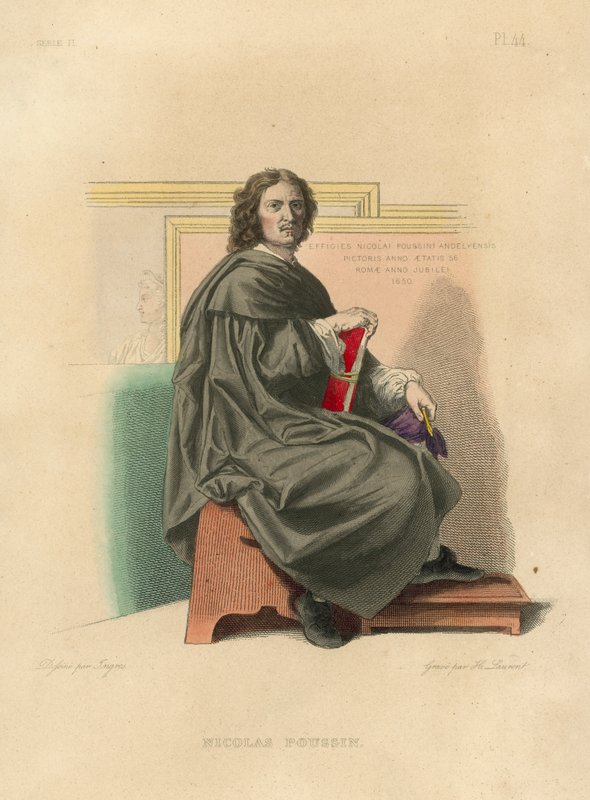 Nicolas Poussin (gravura a cores) de French School