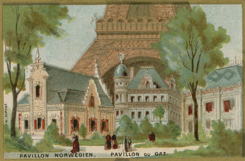 Pavilhão norueguês e de gás na Feira Mundial de Paris de French School