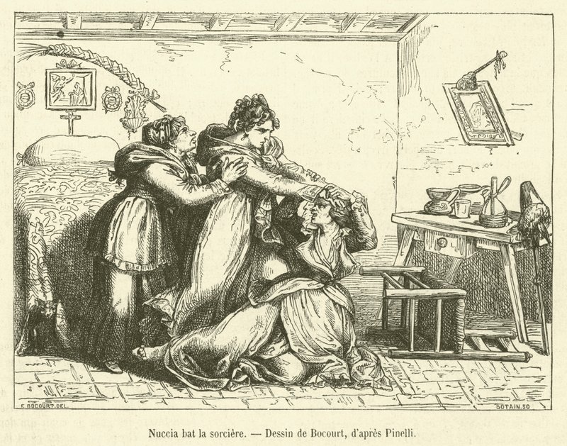 Nuccia bat la sorciere (gravura) de French School