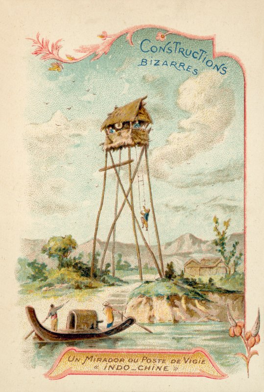 Torre de observação, Indochina (chromolitho) de French School
