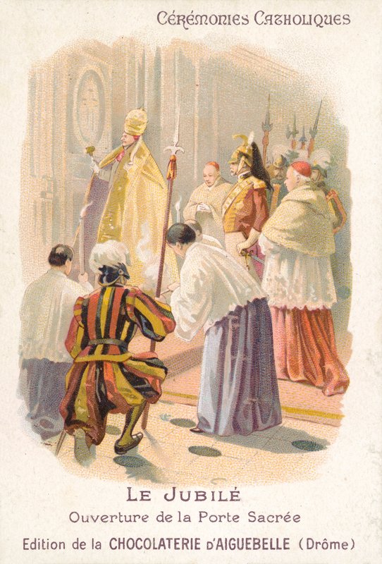 Abertura da porta sagrada pelo Papa, Jubileu (chromolitho) de French School