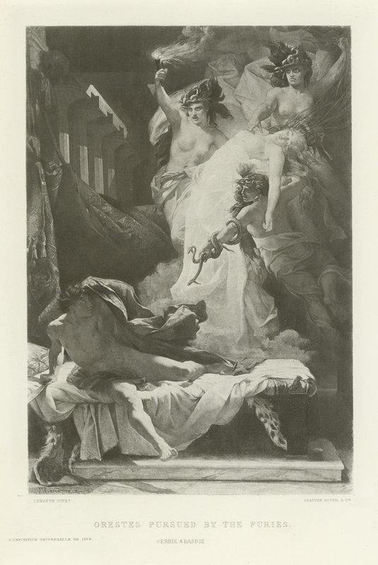 Orestes perseguido pelas fúrias (gravura) de French School