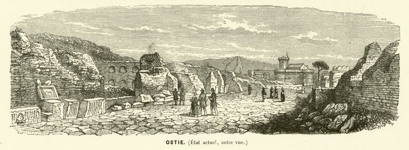 Ostia, porto marítimo da Roma antiga, Itália (gravura) de French School