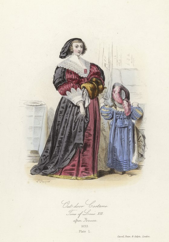 Traje ao ar livre da época de Luís XIII da França de French School