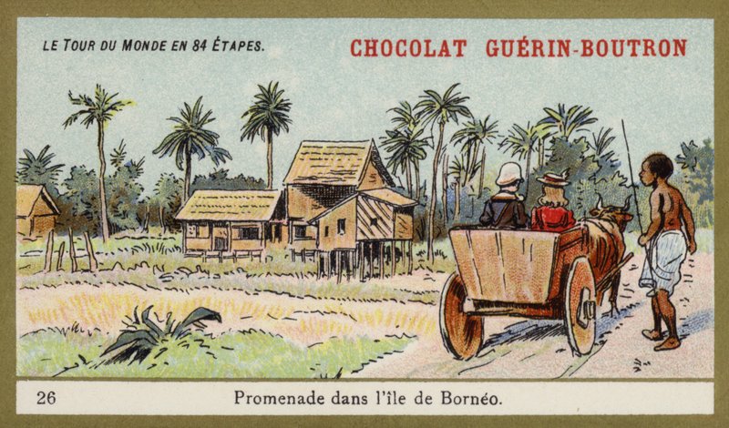Passeio de carro de boi na ilha de Bornéu (chromolitho) de French School