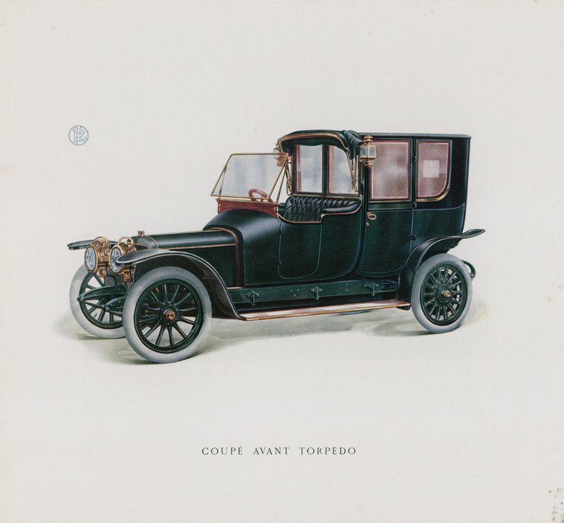 Página do catálogo da Panhard & Levassor (cor litho) de French School