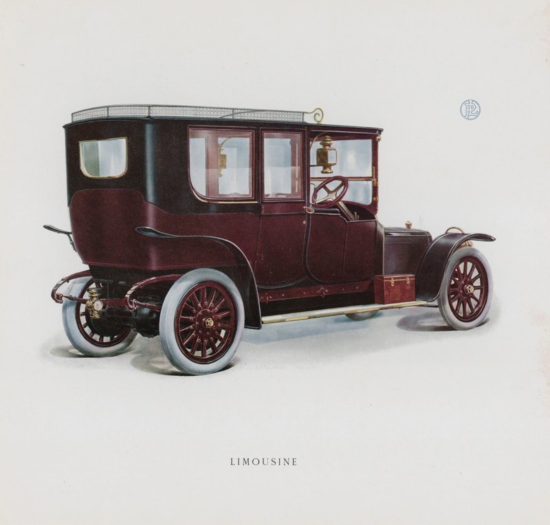 Página do catálogo da Panhard & Levassor (cor litho) de French School