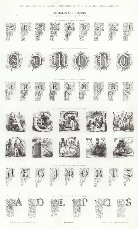 Página de Vignettes Typographiques (gravura) de French School