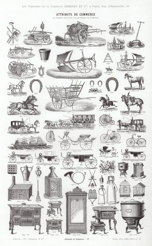 Página de Vignettes Typographiques (gravura) de French School