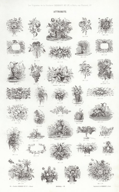 Página de Vignettes Typographiques (gravura) de French School