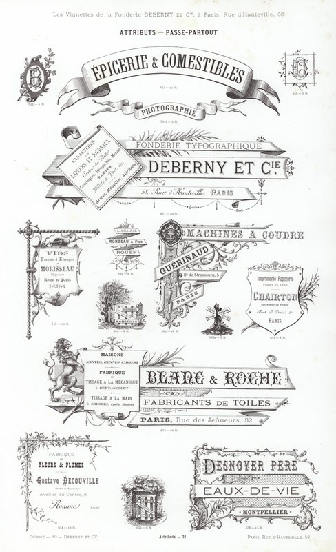 Página de Vignettes Typographiques (gravura) de French School