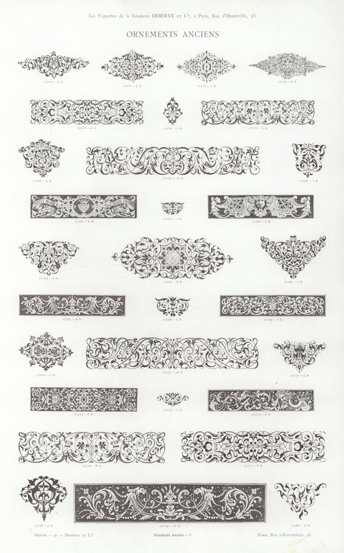 Página de Vignettes Typographiques (gravura) de French School