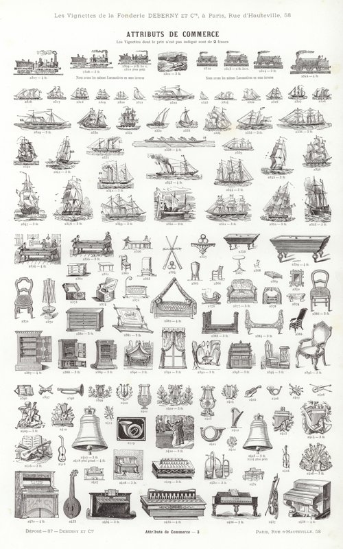 Página de Vignettes Typographiques (gravura) de French School