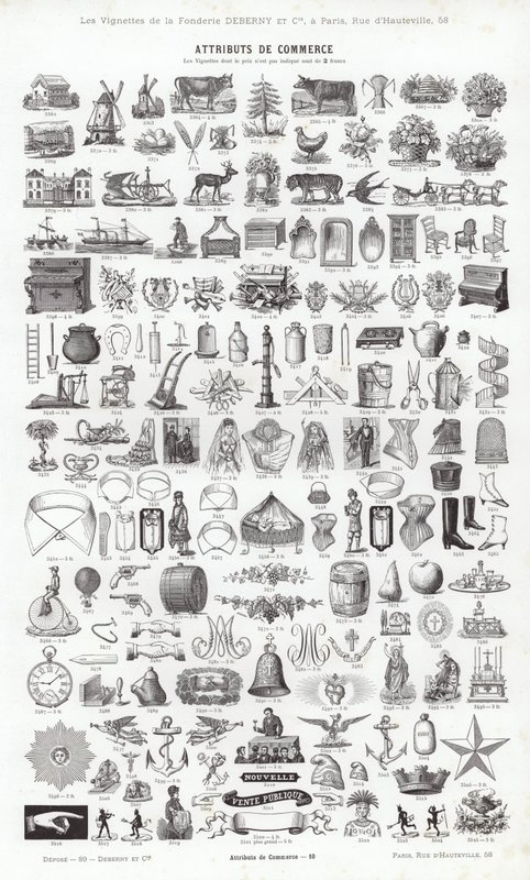 Página de Vignettes Typographiques (gravura) de French School