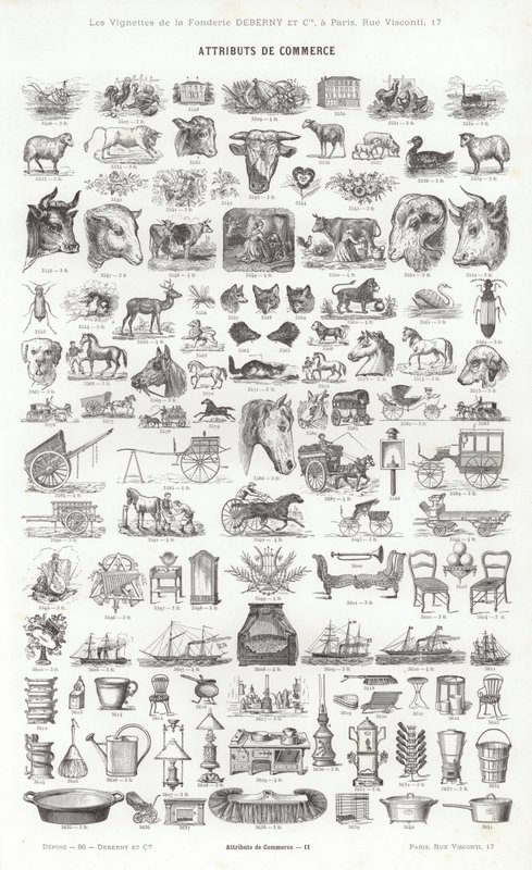 Página de Vignettes Typographiques (gravura) de French School