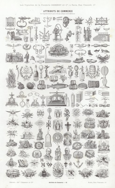 Página de Vignettes Typographiques (gravura) de French School