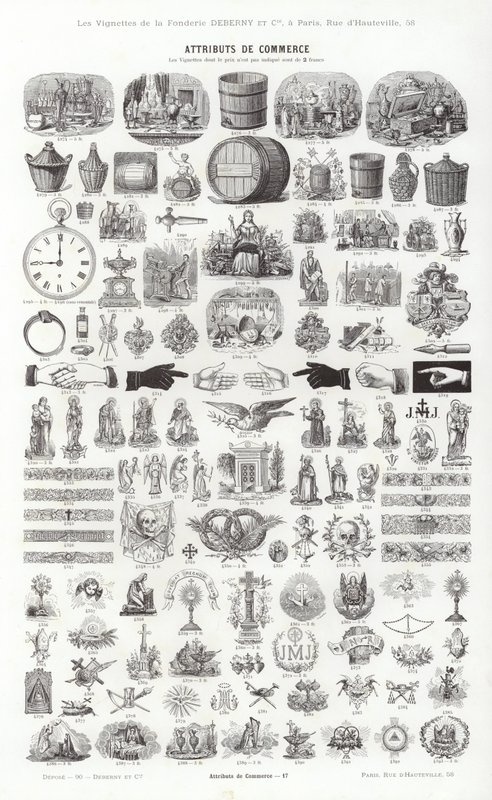 Página de Vignettes Typographiques (gravura) de French School