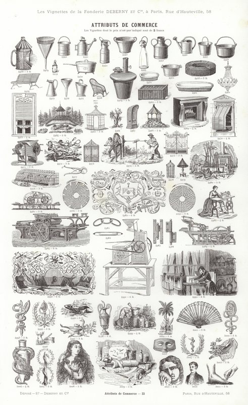 Página de Vignettes Typographiques (gravura) de French School