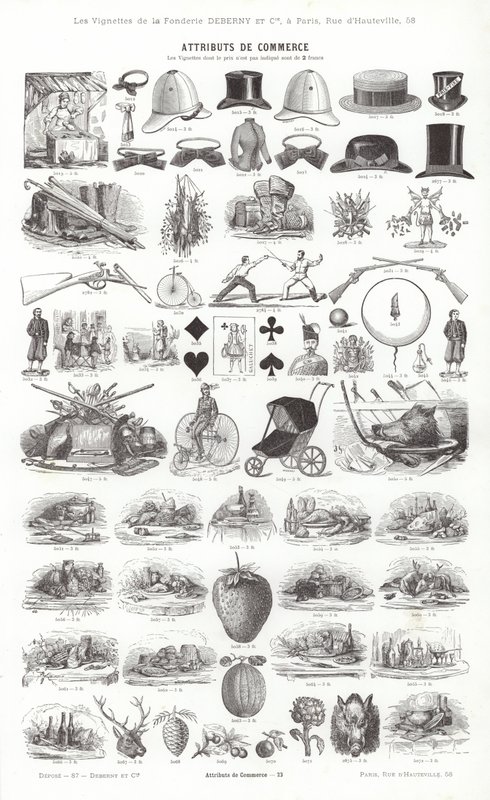 Página de Vignettes Typographiques (gravura) de French School