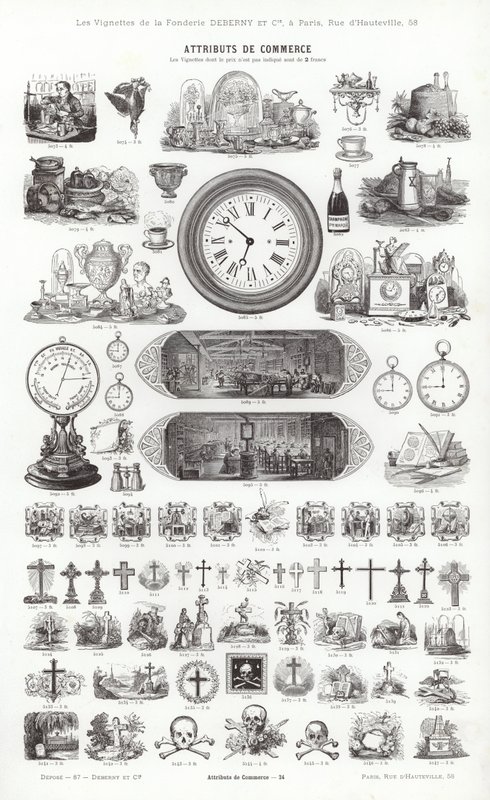 Página de Vignettes Typographiques (gravura) de French School