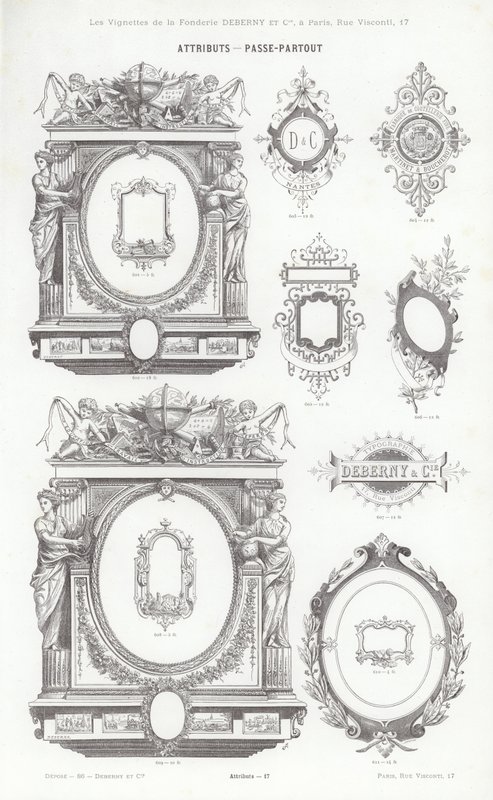 Página de Vignettes Typographiques (gravura) de French School