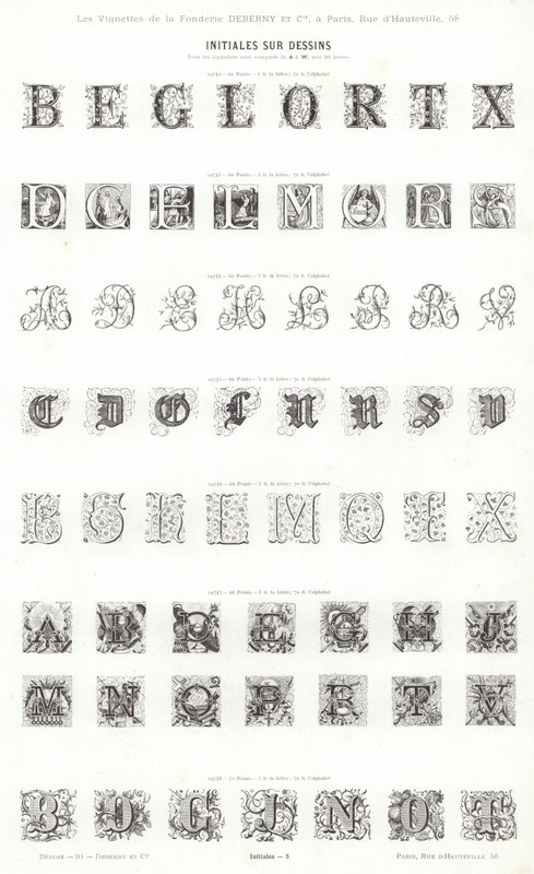 Página de Vignettes Typographiques (gravura) de French School