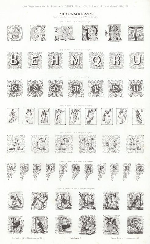Página de Vignettes Typographiques (gravura) de French School