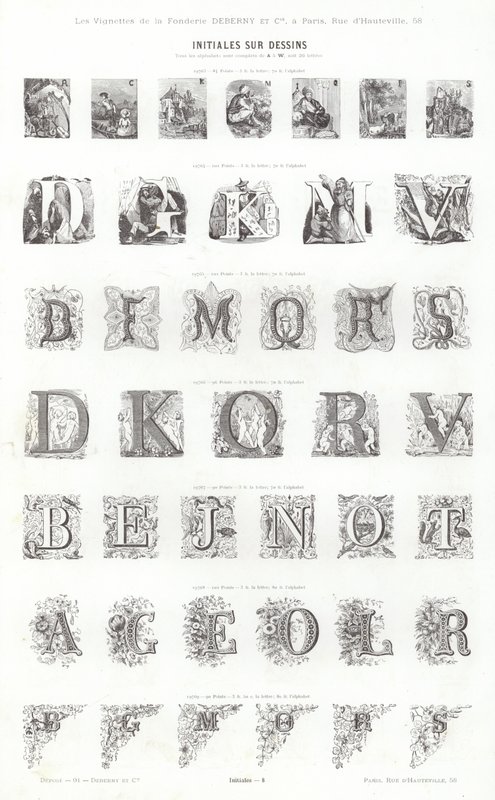 Página de Vignettes Typographiques (gravura) de French School
