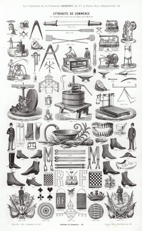Página de Vignettes Typographiques (gravura) de French School