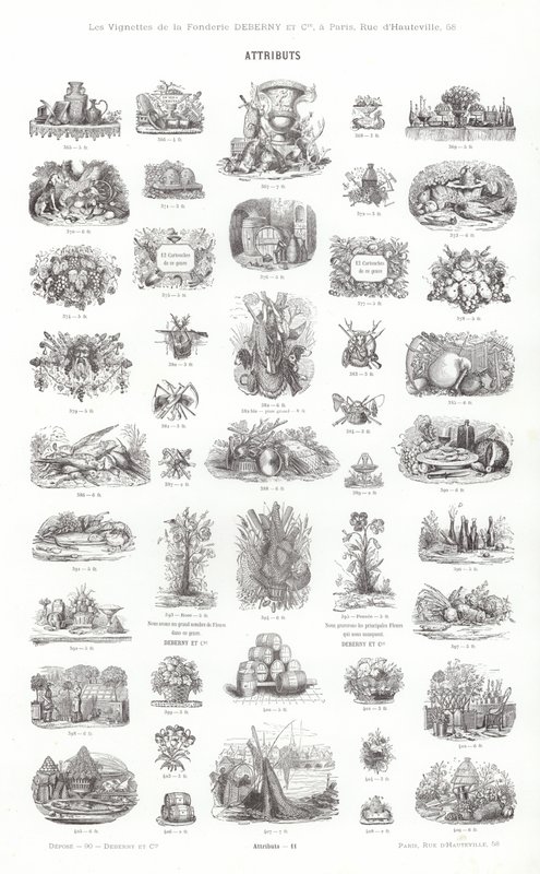 Página de Vignettes Typographiques (gravura) de French School