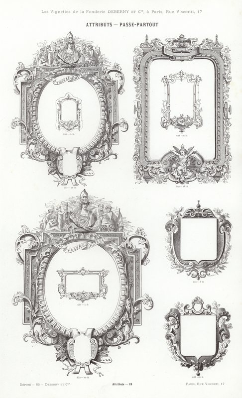 Página de Vignettes Typographiques (gravura) de French School