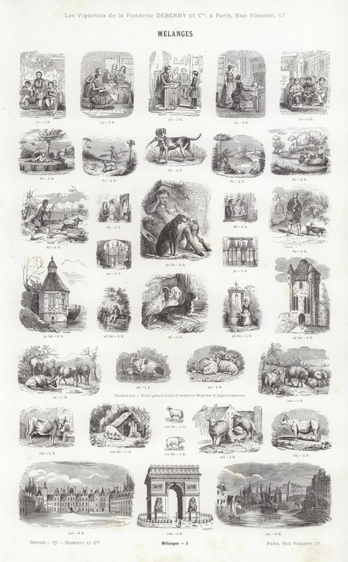 Página de Vignettes Typographiques (gravura) de French School