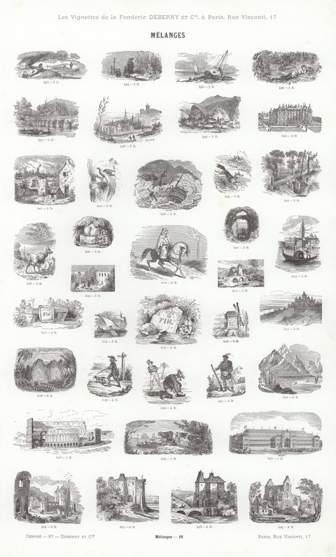Página de Vignettes Typographiques (gravura) de French School