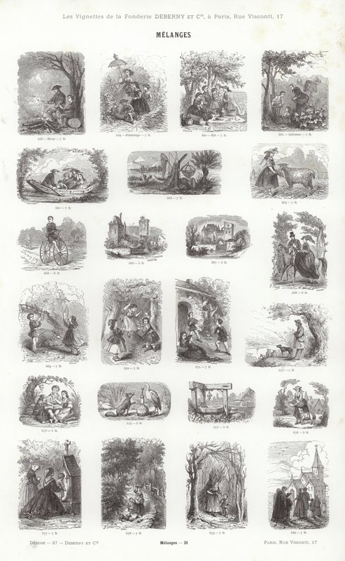 Página de Vignettes Typographiques (gravura) de French School