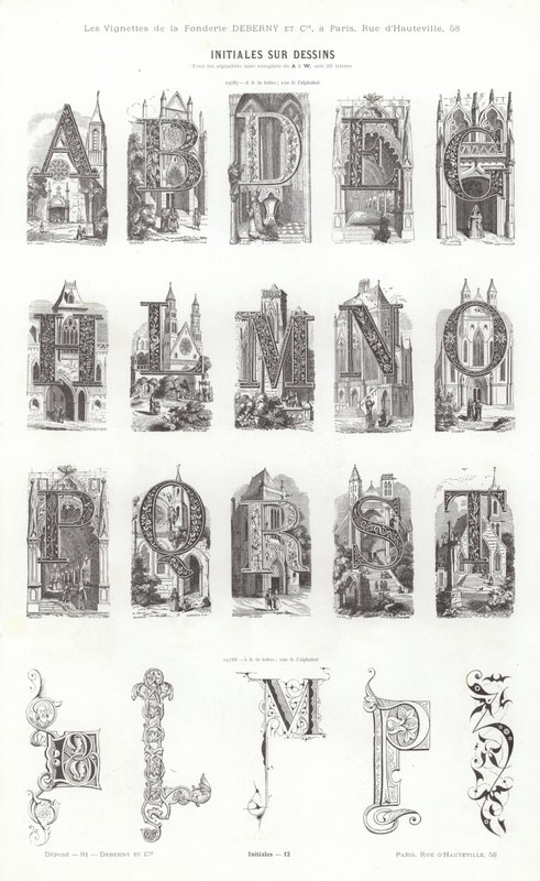 Página de Vignettes Typographiques (gravura) de French School