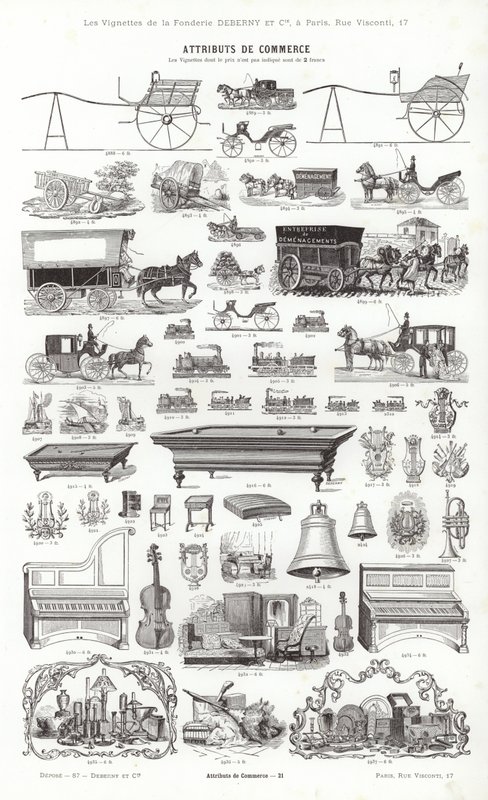 Página de Vignettes Typographiques (gravura) de French School