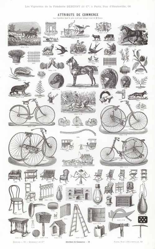 Página de Vignettes Typographiques (gravura) de French School