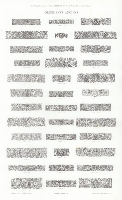 Página de Vignettes Typographiques (gravura) de French School