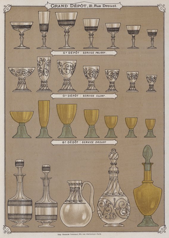 Página do catálogo do Grand Depot de Porcelaines, Faiences et Verreries (cor litho) de French School