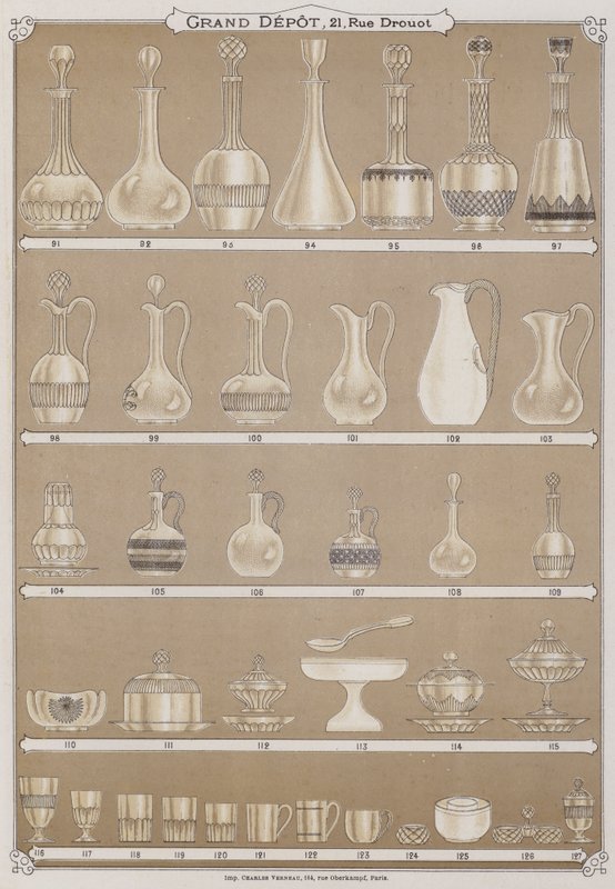 Página do catálogo do Grand Depot de Porcelaines, Faiences et Verreries (cor litho) de French School
