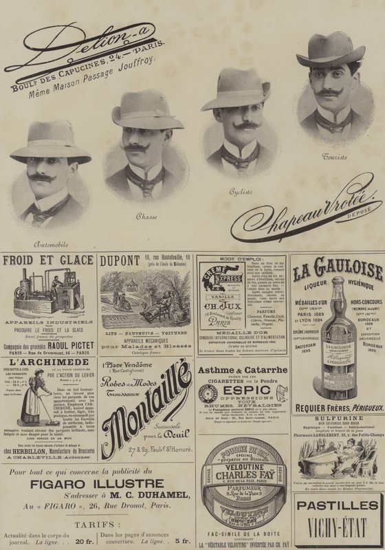 Página de anúncios do Le Figaro Illustre, dezembro de 1897 (litho) de French School