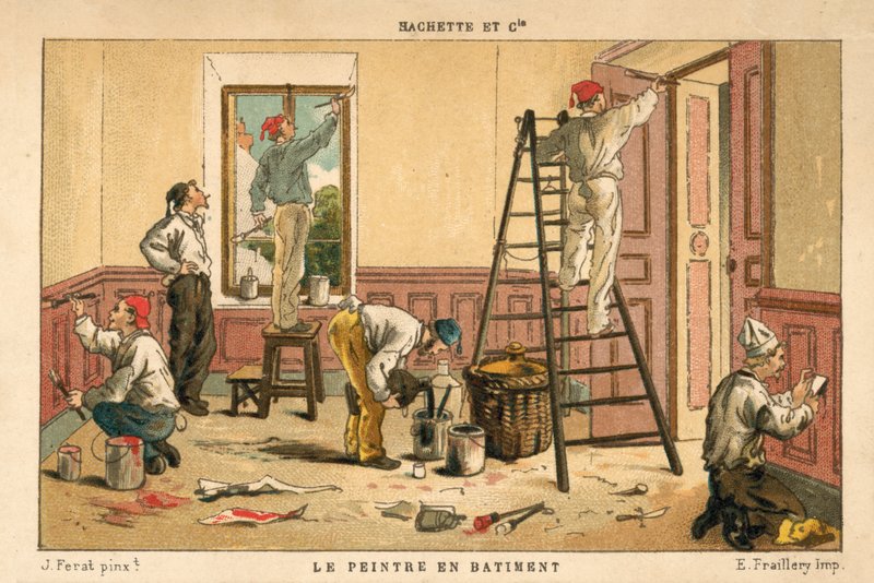 Pintura do interior de um edifício (chromolitho) de French School